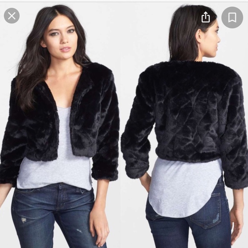 SOLD- MINKPINK Faux Fur Cropped Jacket